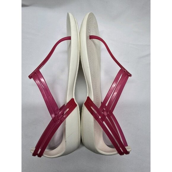 Crocs Isabella White And Pink T-Strap Iconic Comfort Sandal Size 6 Women's - Picture 6 of 16